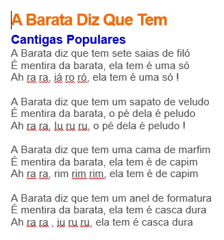 erros comuns na letra a barata diz que tem