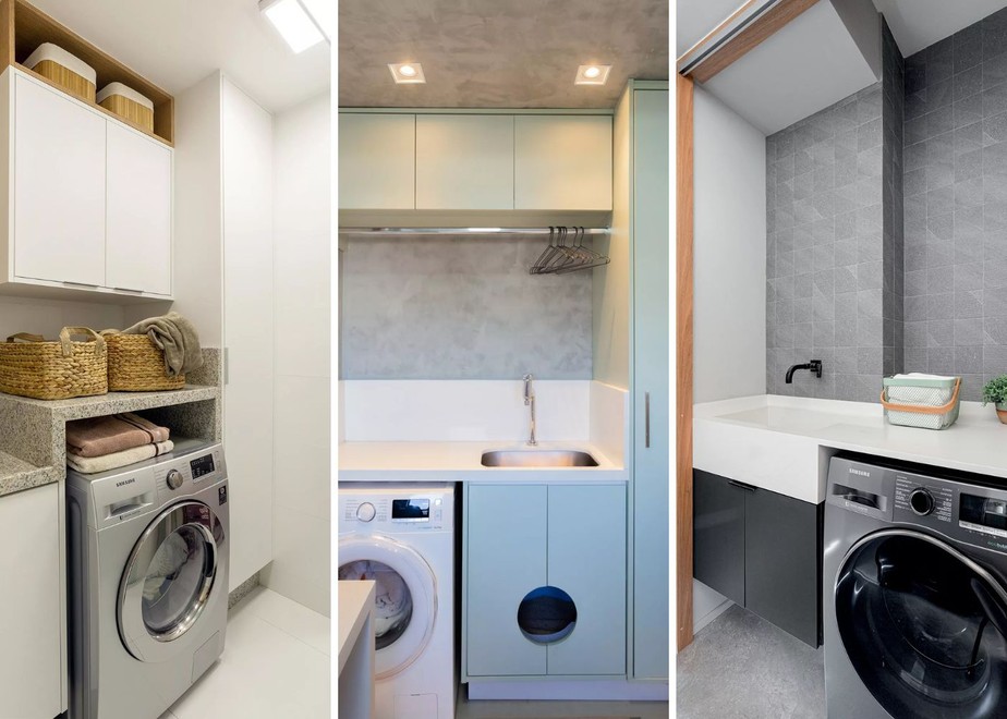 área de serviço pequena vs lavanderia grande