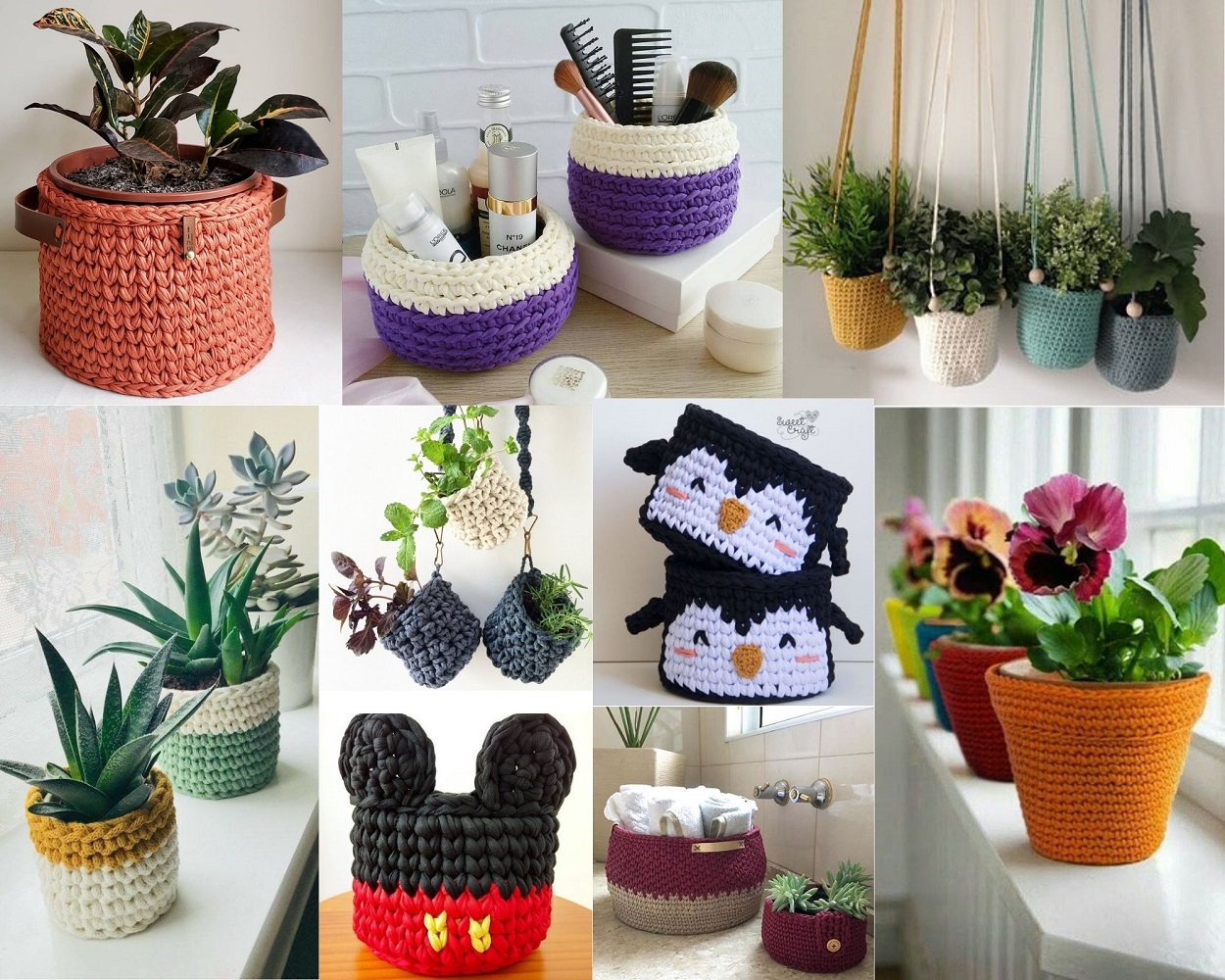 Onde comprar cachepôs de crochê artesanais e personalizados