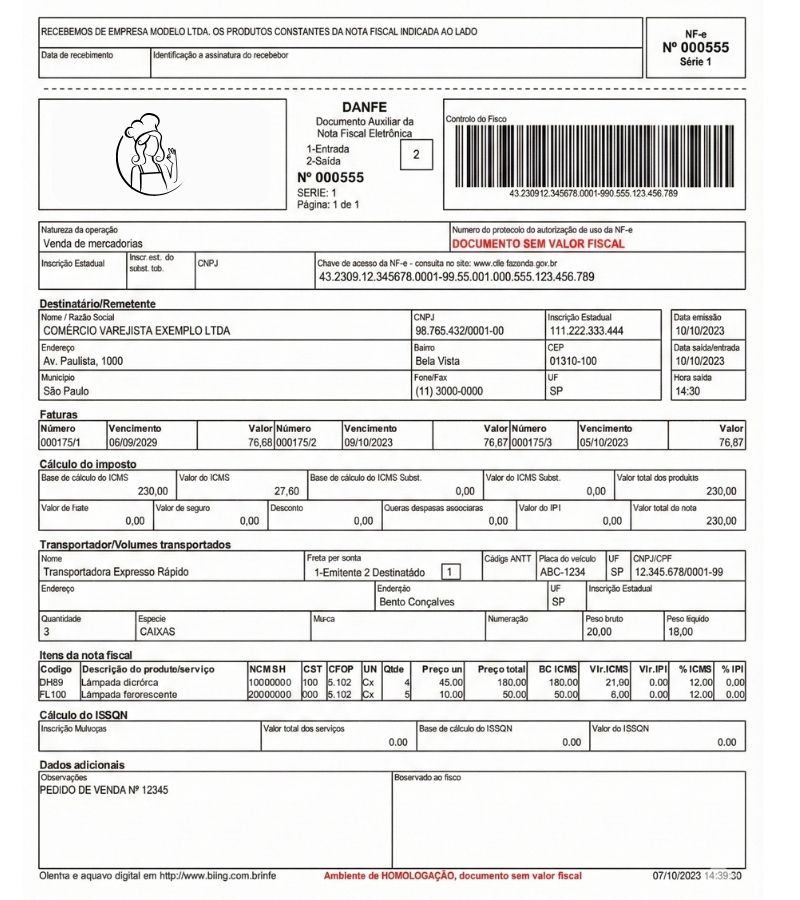 cadastro nota fiscal