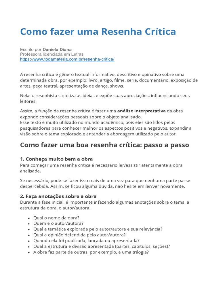 erros comuns ao fazer resenha acadêmica