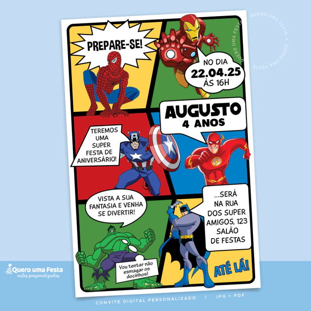 convites dos vingadores