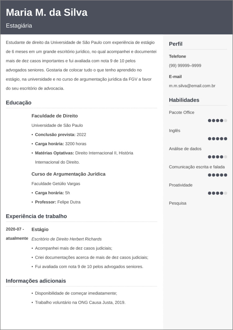 curriculo de estagio