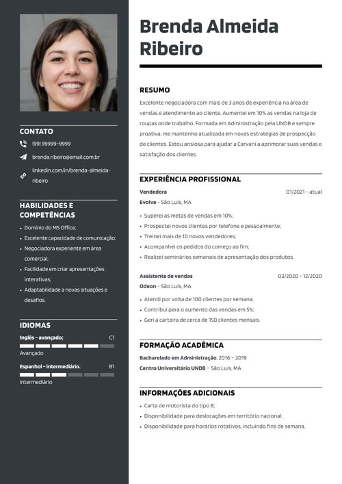 curriculo de vendedor