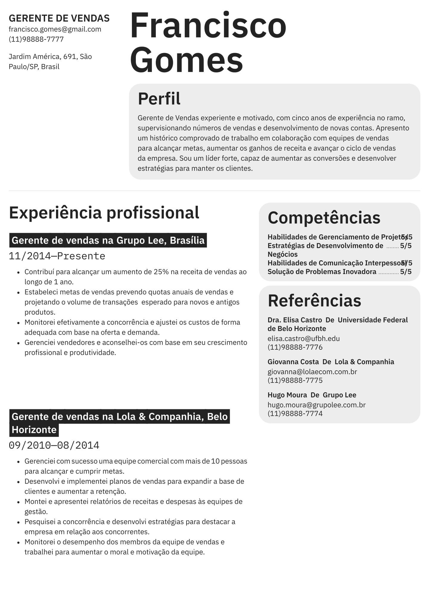 5 ideias de títulos:
1. Currículo de Vendedor de Sucesso: Destaque suas Conquistas
2. Habilidades Essenciais para um Currículo de Vendas Imbatível
3. Como Transformar sua Experiência em Resultados no Currículo
4. Modelos e Ferramentas para Criar seu Currículo de Vendedor
5. O Poder dos Números: Quantificando suas Conquistas em Vendas