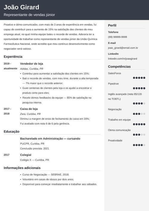 5 ideias de títulos:
1. Currículo de Vendedor de Sucesso: Destaque suas Conquistas
2. Habilidades Essenciais para um Currículo de Vendas Imbatível
3. Como Transformar sua Experiência em Resultados no Currículo
4. Modelos e Ferramentas para Criar seu Currículo de Vendedor
5. O Poder dos Números: Quantificando suas Conquistas em Vendas