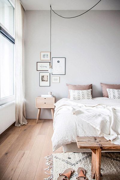 Decoração de quarto minimalista branco