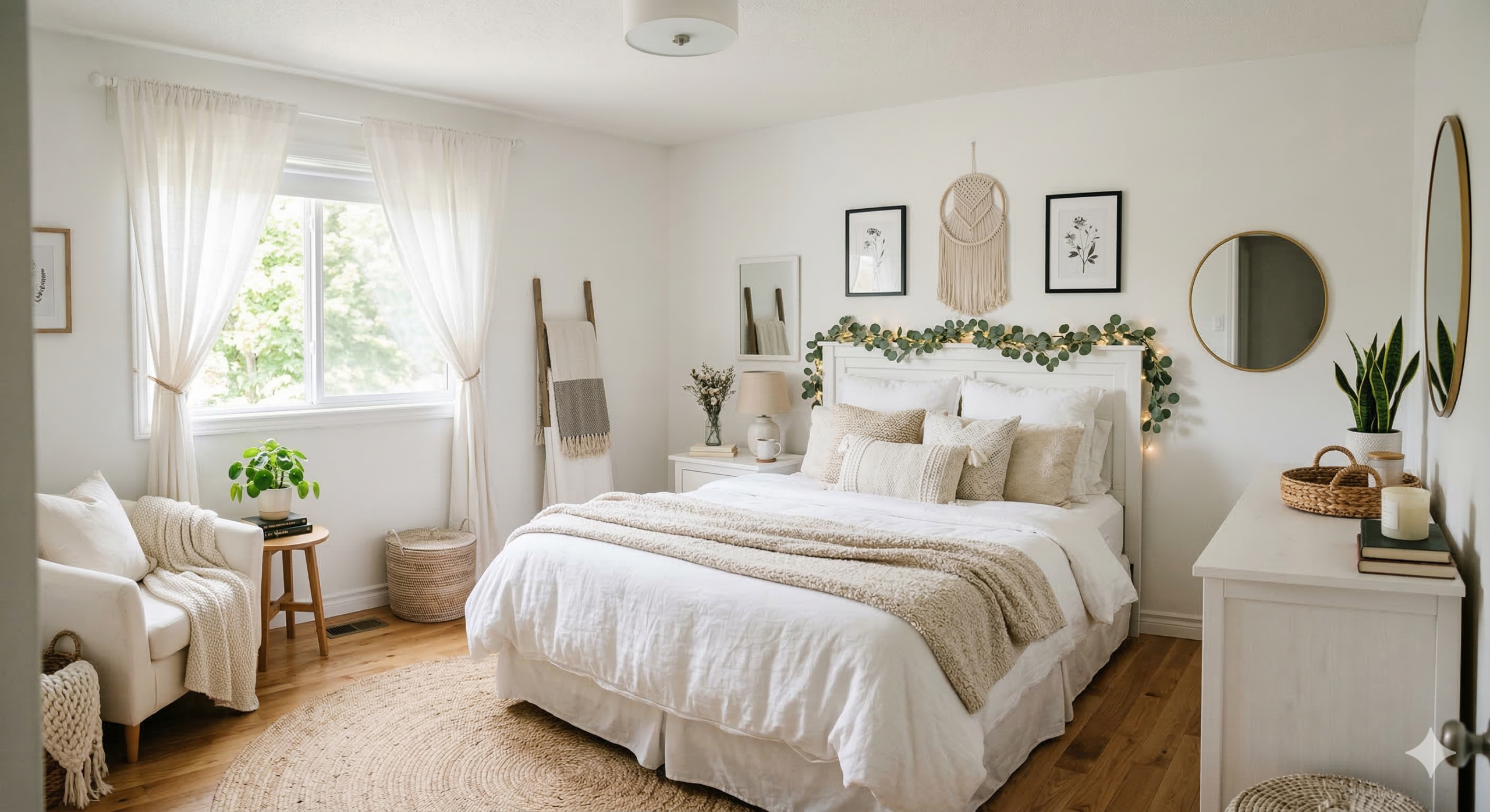 Decoração de quarto minimalista branco