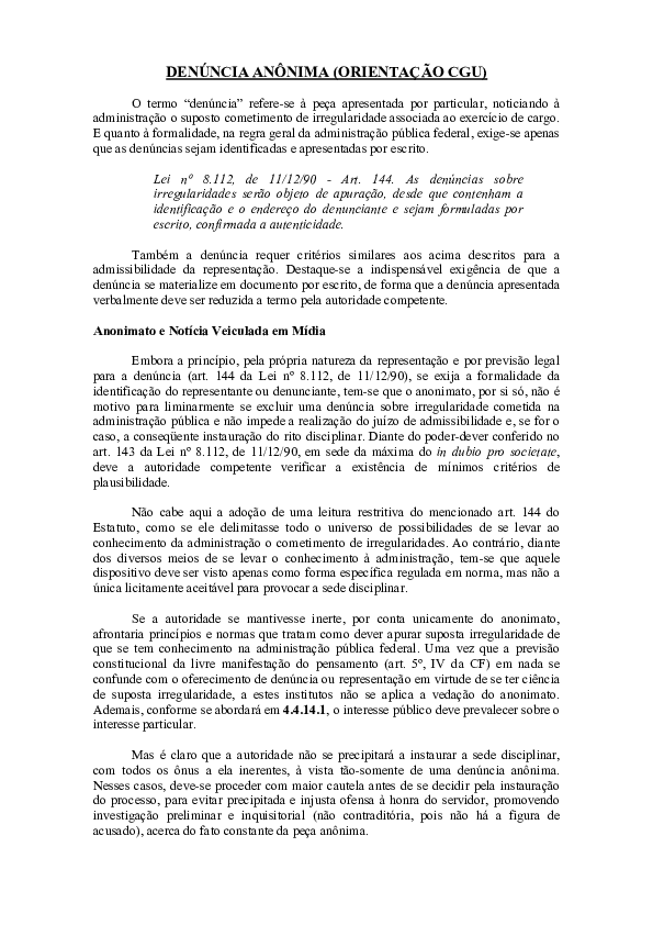 denúncia anônima