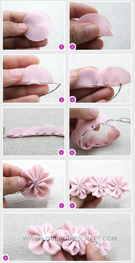 10 Acessórios de Cabelo com Flores de Tecido DIY