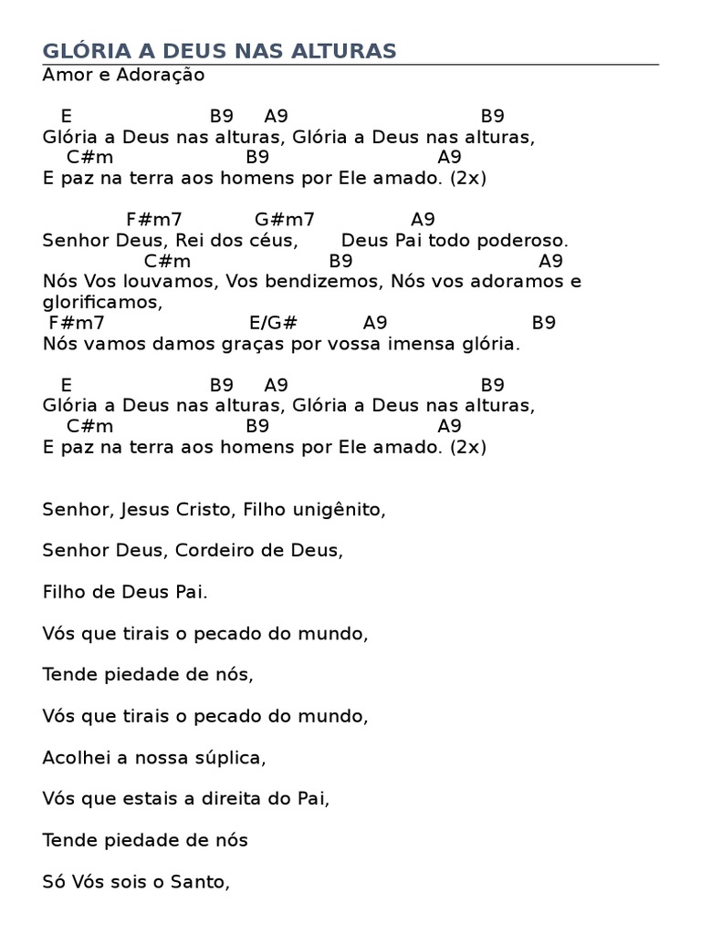 glória a deus nas alturas