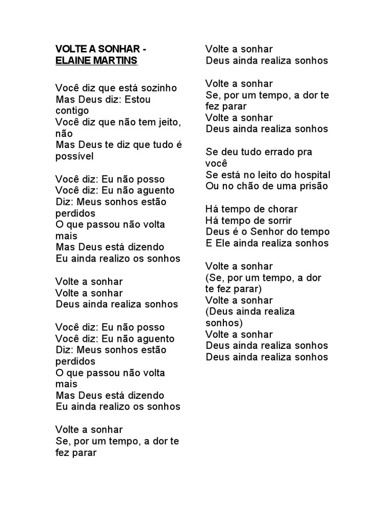 letra de elaine martins volte a sonhar