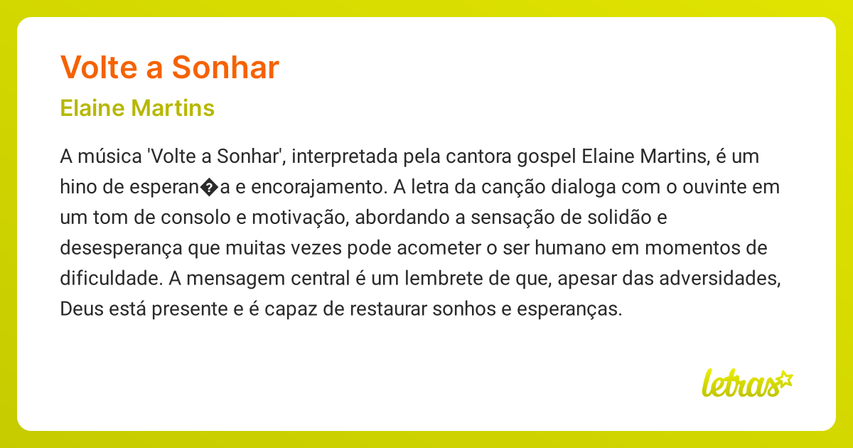 letra de elaine martins volte a sonhar