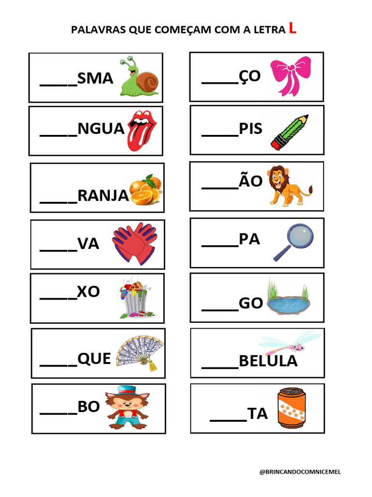 palavra com a letra l