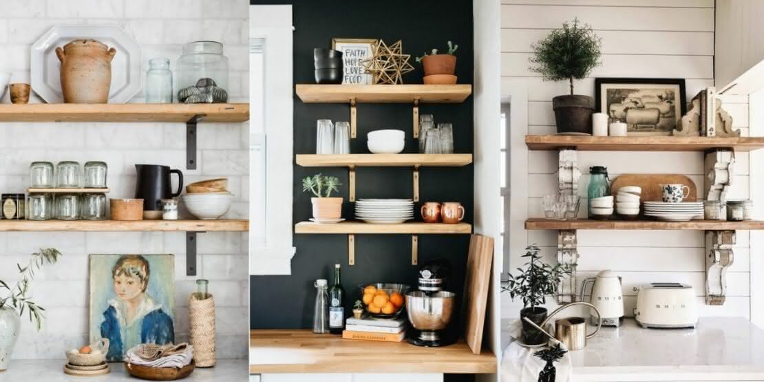 ideias de prateleiras para cozinha pequena