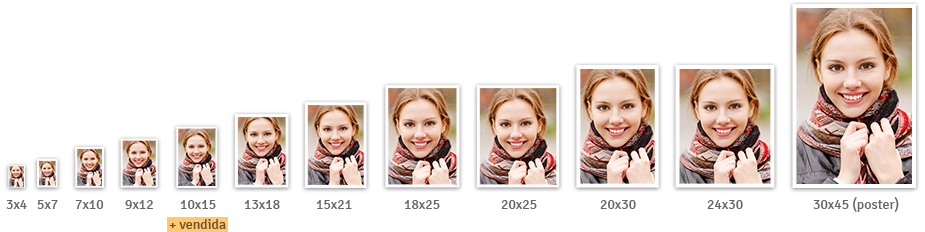 tamanho de fotos para revelar