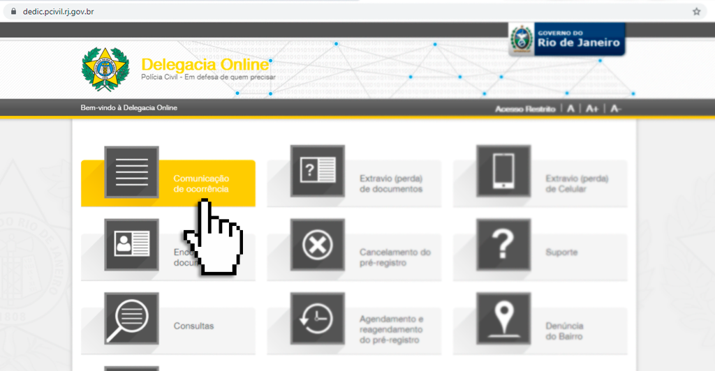 tem boletim de ocorrência pela internet