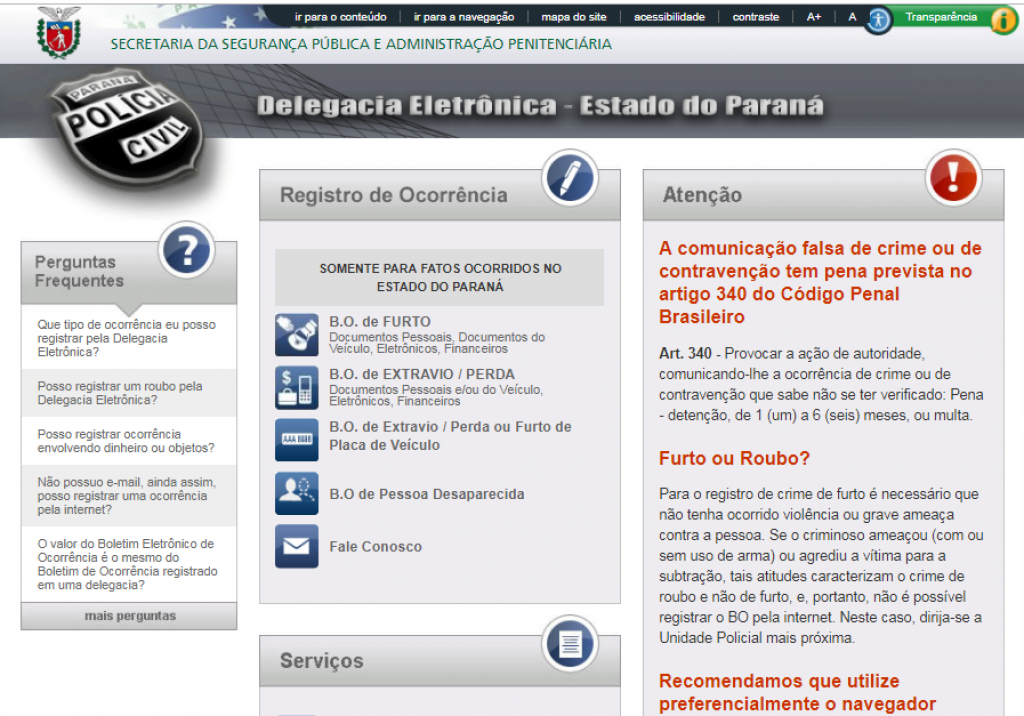 tem boletim de ocorrência pela internet