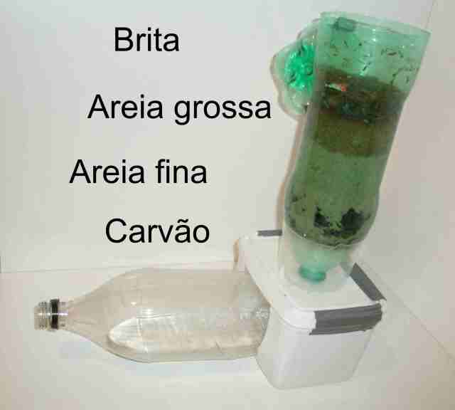 um filtro de areia com garrafa pet