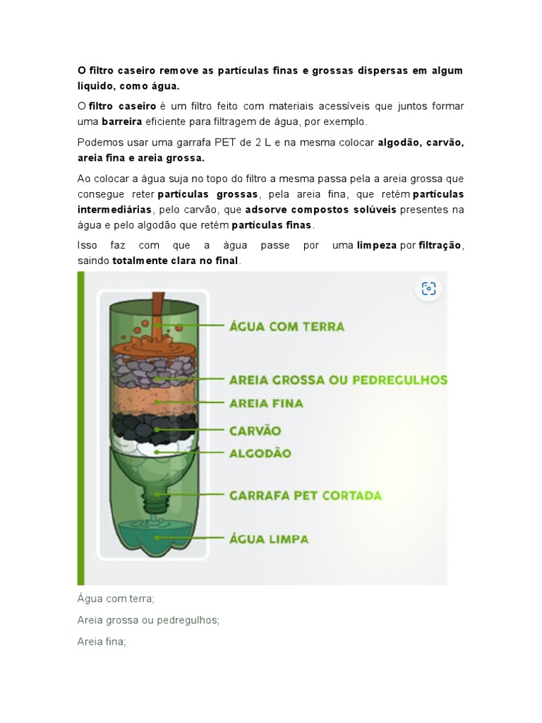 como montar um filtro de areia com garrafa pet passo a passo