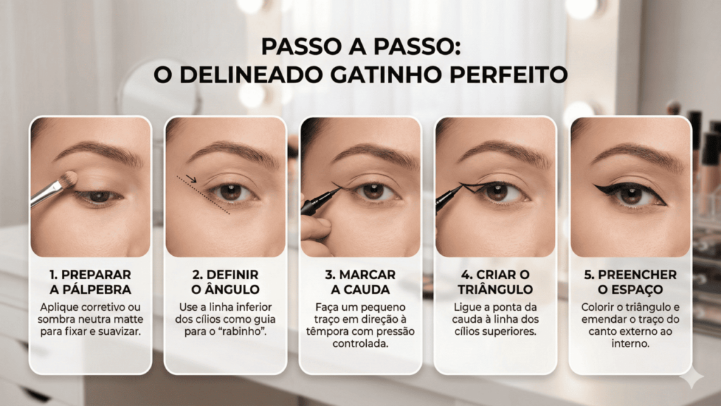 como fazer delineado fino para olhos pequenos