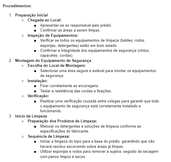 custo de implementar procedimento operacional