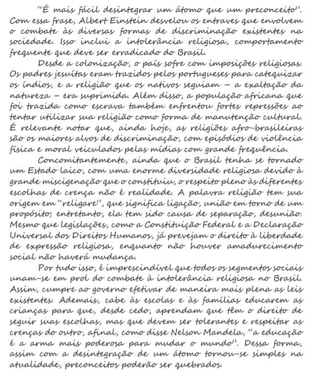 um texto dissertativo argumentativo enem