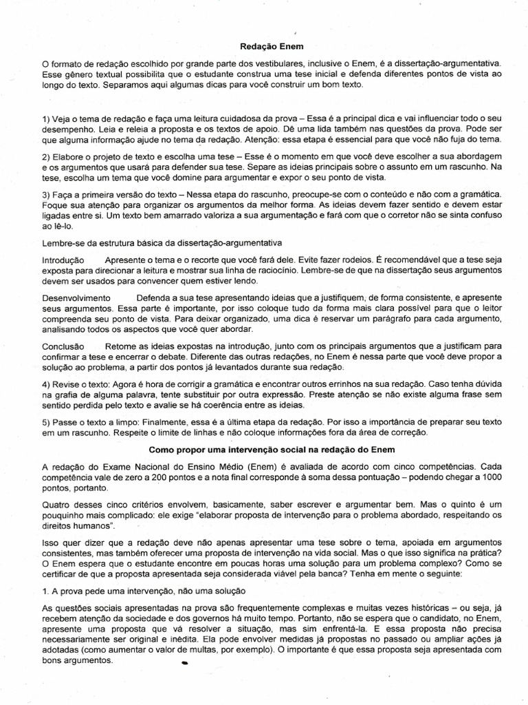 um texto dissertativo argumentativo enem