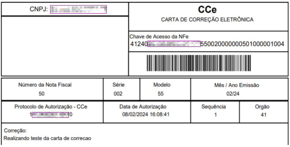 exemplos de carta de correção de nota fiscal