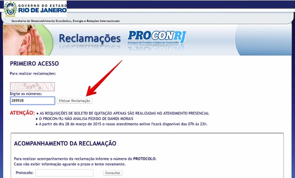 uma reclamação no procon online