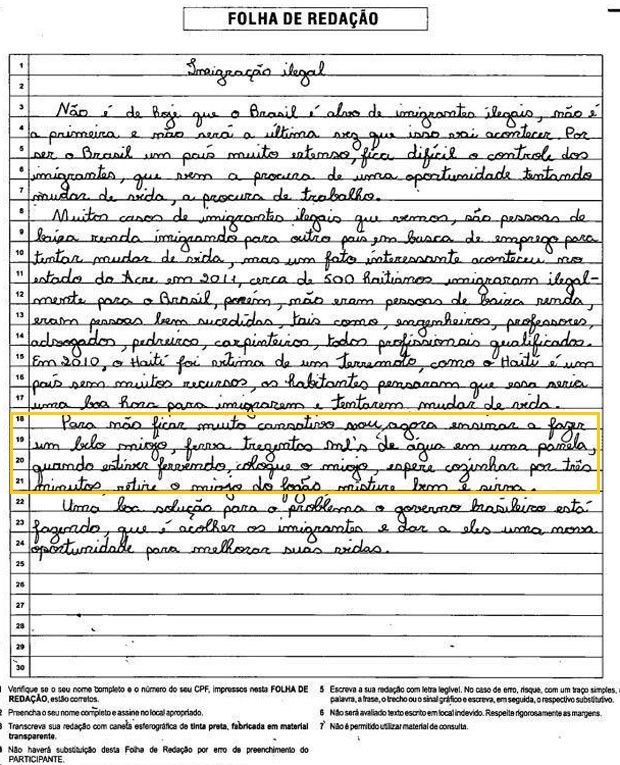 uma redação perfeita no enem